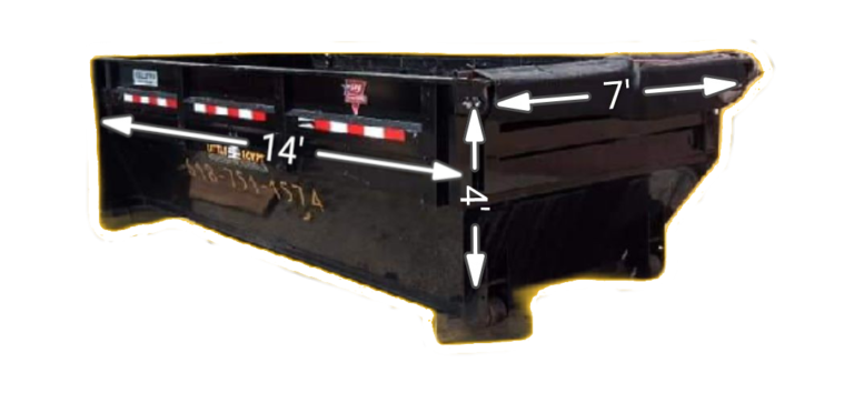 13-yard roll-off dumpster with dimensions