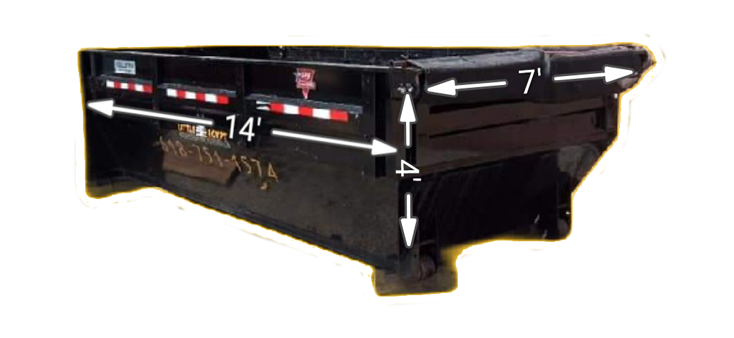 13-yard roll-off dumpster with dimensions