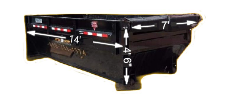 17-yard roll-off dumpster with dimensions