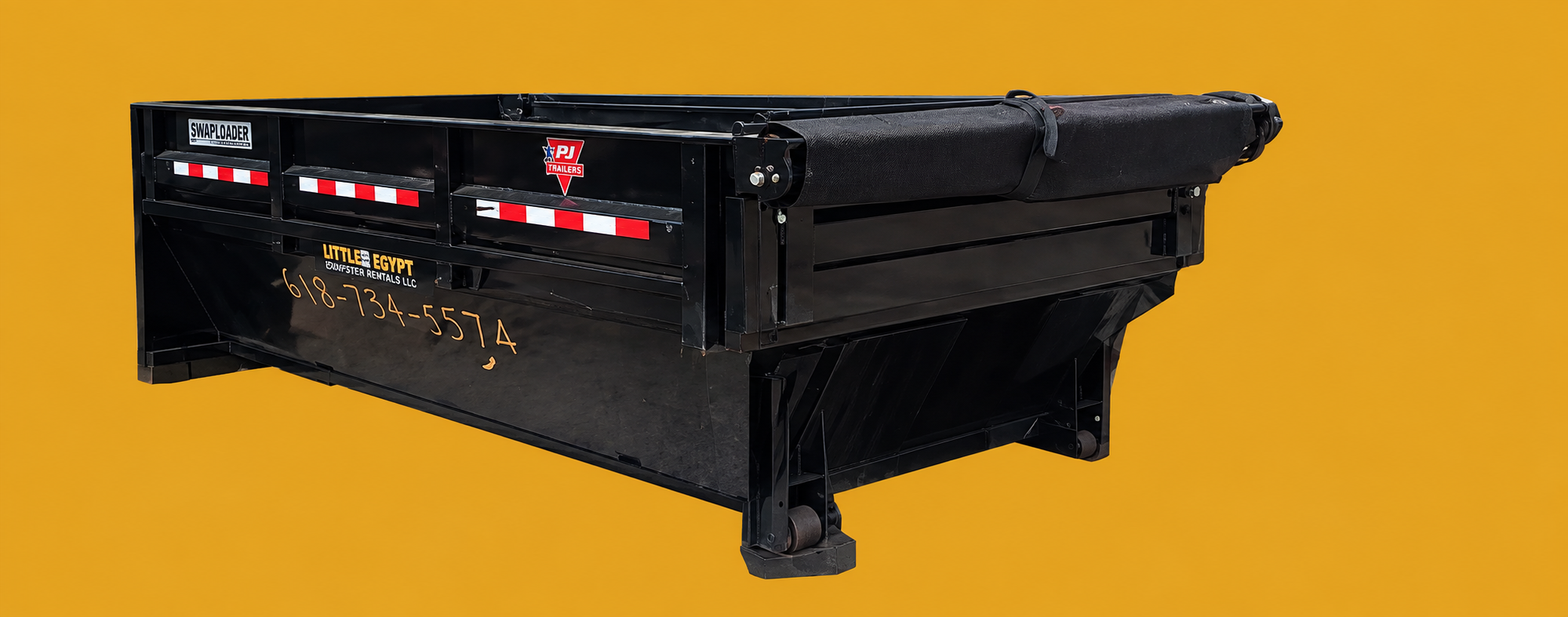 Little Egypt black roll-off dumpster